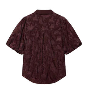 Mint Velvet Burgundy Jacquard Puff Sleeve Shirt